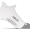 Feetures Elite Max Cushion No-Show Tab Socks White/Grey Large -Wilson Store feetures elite max cushion no show tab socks white 1